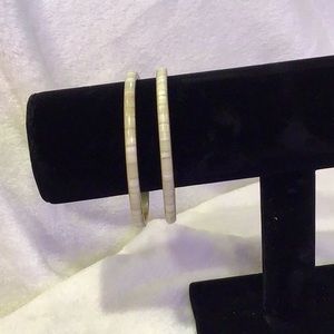 Vintage bone and brass thin bangle set